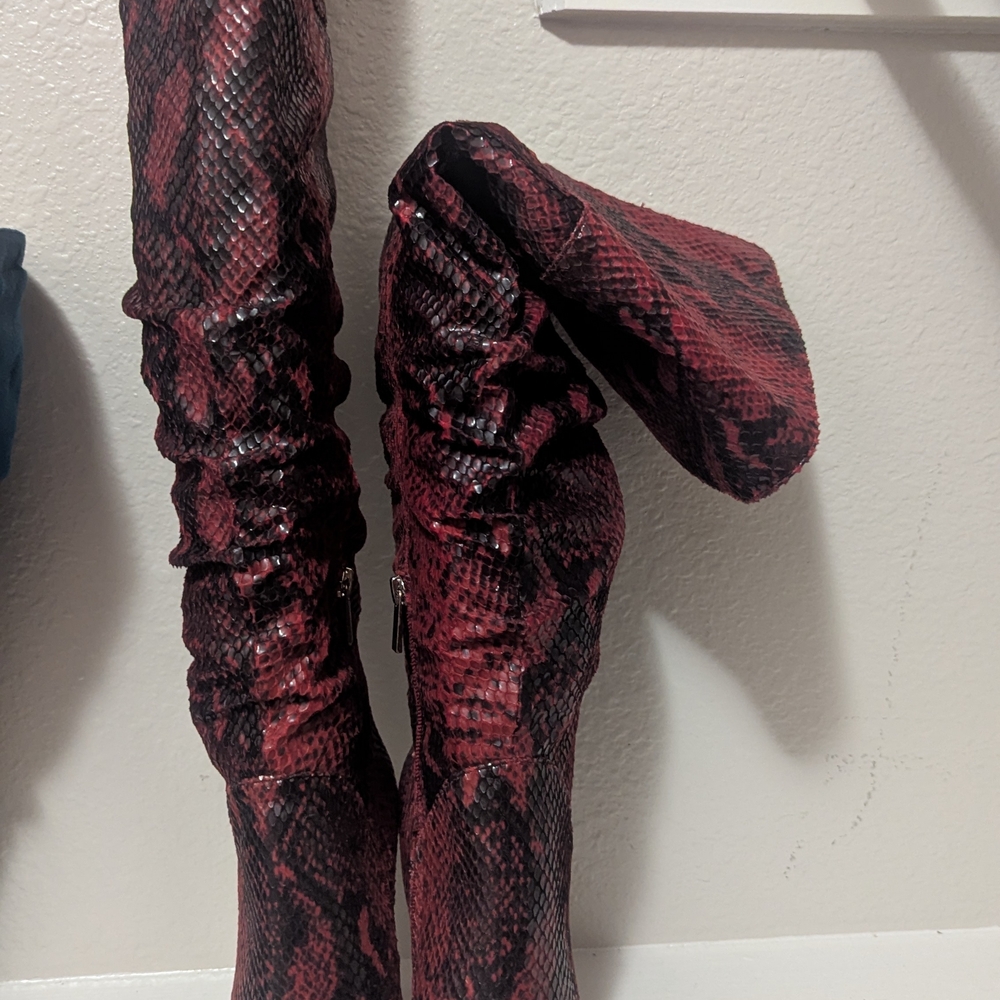 Jessica Simpson Red and Black Over-the-Knee Boots
